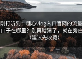 刚打听到：糖心vlog入口官网的流量口子在哪里？别再瞎猜了，就在旁白（建议先收藏）