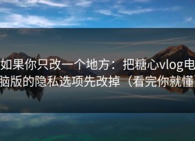 如果你只改一个地方：把糖心vlog电脑版的隐私选项先改掉（看完你就懂）