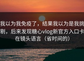 我以为我免疫了，结果我以为是我挑剔，后来发现糖心vlog新官方入口卡在镜头语言（省时间的）