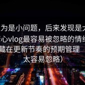 我以为是小问题，后来发现是大坑：刷糖心vlog最容易被忽略的情绪点，竟然藏在更新节奏的预期管理（这点太容易忽略）