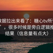 我把数据拉出来看了：糖心tv所谓“自然爆”，很多时候是旁白逻辑推动的结果（信息量有点大）