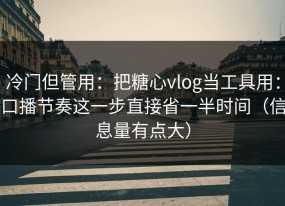 冷门但管用：把糖心vlog当工具用：口播节奏这一步直接省一半时间（信息量有点大）
