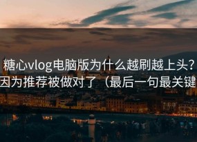 糖心vlog电脑版为什么越刷越上头？因为推荐被做对了（最后一句最关键）