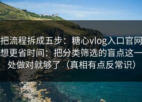 把流程拆成五步：糖心vlog入口官网想更省时间：把分类筛选的盲点这一处做对就够了（真相有点反常识）