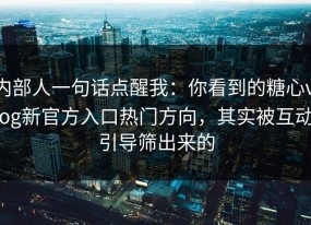 内部人一句话点醒我：你看到的糖心vlog新官方入口热门方向，其实被互动引导筛出来的