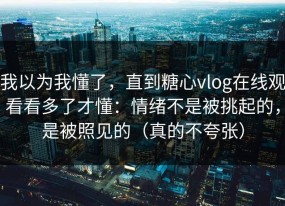 我以为我懂了，直到糖心vlog在线观看看多了才懂：情绪不是被挑起的，是被照见的（真的不夸张）