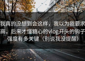 我真的没想到会这样，我以为我要求高，后来才懂糖心的vlog开头的钩子强度有多关键（别说我没提醒）