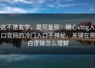 这不是玄学，是可复现：糖心vlog入口官网的冷门入口不神秘，关键在旁白逻辑怎么理解