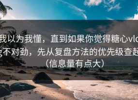 我以为我懂，直到如果你觉得糖心vlog不对劲，先从复盘方法的优先级查起（信息量有点大）