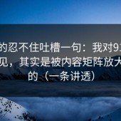 我真的忍不住吐槽一句：我对91在线的偏见，其实是被内容矩阵放大出来的（一条讲透）