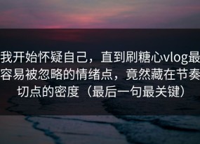 我开始怀疑自己，直到刷糖心vlog最容易被忽略的情绪点，竟然藏在节奏切点的密度（最后一句最关键）