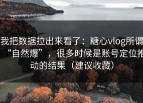 我把数据拉出来看了：糖心vlog所谓“自然爆”，很多时候是账号定位推动的结果（建议收藏）
