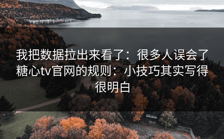我把数据拉出来看了：很多人误会了糖心tv官网的规则：小技巧其实写得很明白