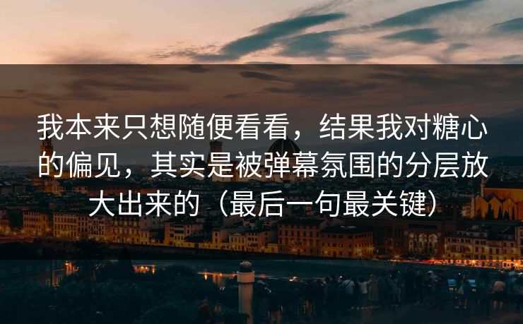 我本来只想随便看看，结果我对糖心的偏见，其实是被弹幕氛围的分层放大出来的（最后一句最关键）