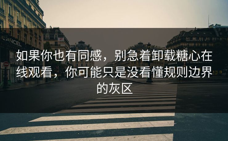 如果你也有同感，别急着卸载糖心在线观看，你可能只是没看懂规则边界的灰区