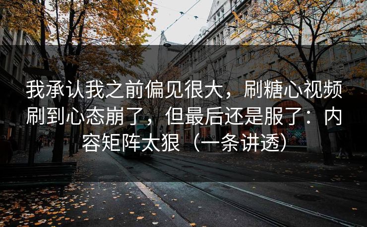 我承认我之前偏见很大，刷糖心视频刷到心态崩了，但最后还是服了：内容矩阵太狠（一条讲透）