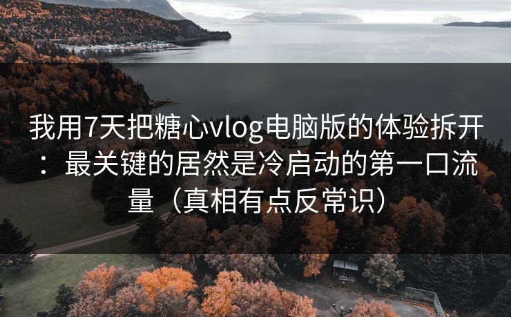 我用7天把糖心vlog电脑版的体验拆开：最关键的居然是冷启动的第一口流量（真相有点反常识）
