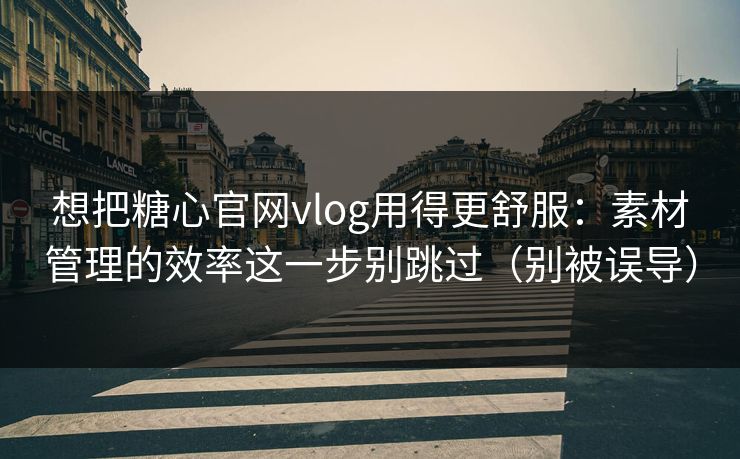 想把糖心官网vlog用得更舒服：素材管理的效率这一步别跳过（别被误导）