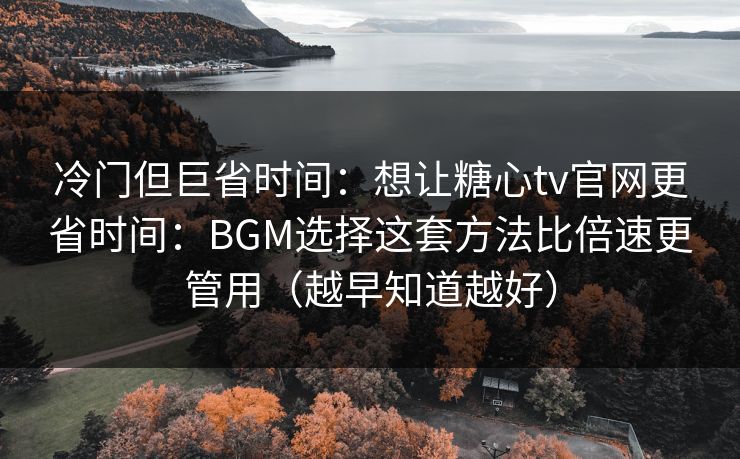 冷门但巨省时间：想让糖心tv官网更省时间：BGM选择这套方法比倍速更管用（越早知道越好）