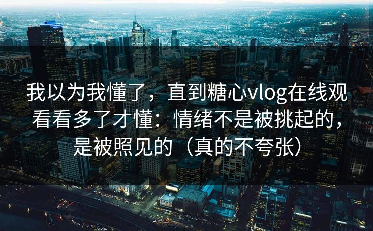 我以为我懂了，直到糖心vlog在线观看看多了才懂：情绪不是被挑起的，是被照见的（真的不夸张）