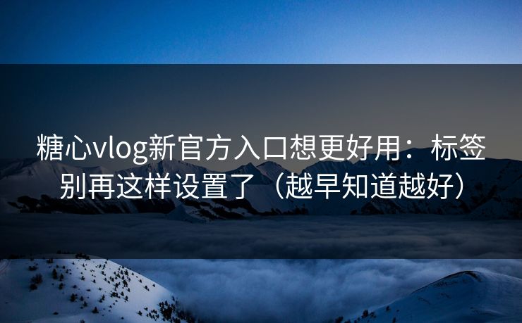 糖心vlog新官方入口想更好用：标签别再这样设置了（越早知道越好）