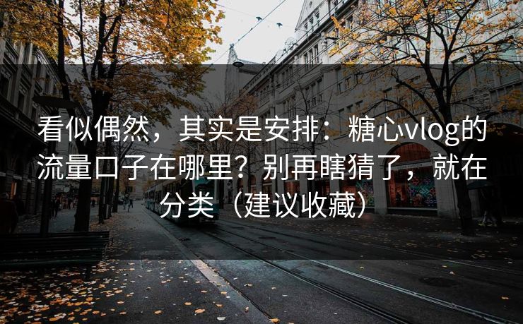看似偶然，其实是安排：糖心vlog的流量口子在哪里？别再瞎猜了，就在分类（建议收藏）