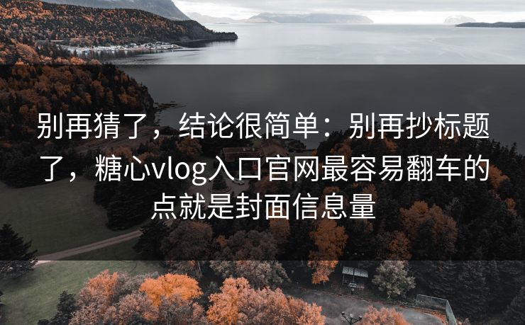 别再猜了，结论很简单：别再抄标题了，糖心vlog入口官网最容易翻车的点就是封面信息量