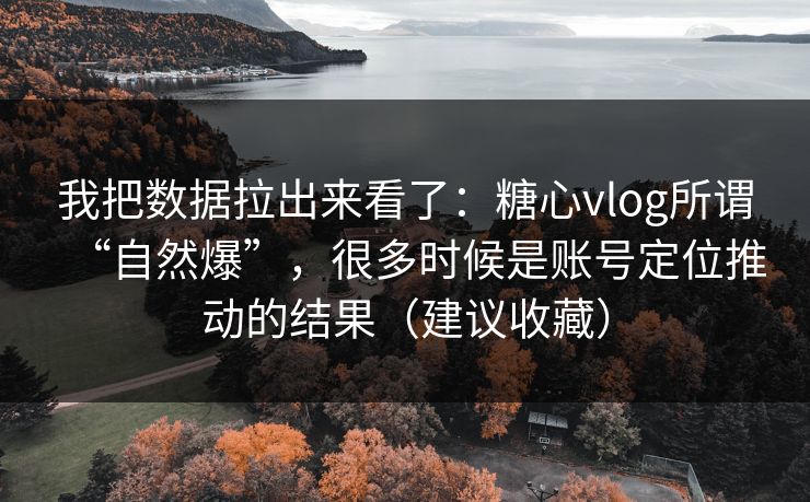 我把数据拉出来看了:糖心vlog所谓“自然爆”,很多时候是账号定位推动的结果(建议收藏) 我把数据拉出来看了:糖心vlog所谓“自然爆”,很多时候是账号定位推动的结果(建议收藏)